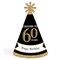 Big Dot of Happiness Adult 60th Birthday - Gold - Cone Birthday Party Hats for Adults - Set of 8 (Standard Size)